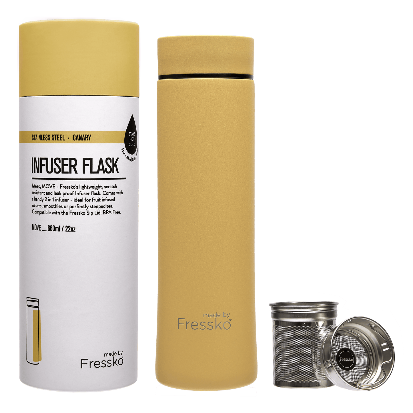 Infuser Flask | Move | Canary | Stainless Steel | 660ml/22oz