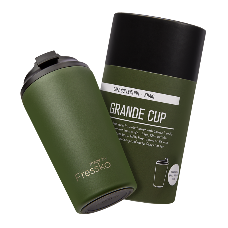 Reusable Cup | Grande | Khaki | Stainless Steel | 475ml/16oz