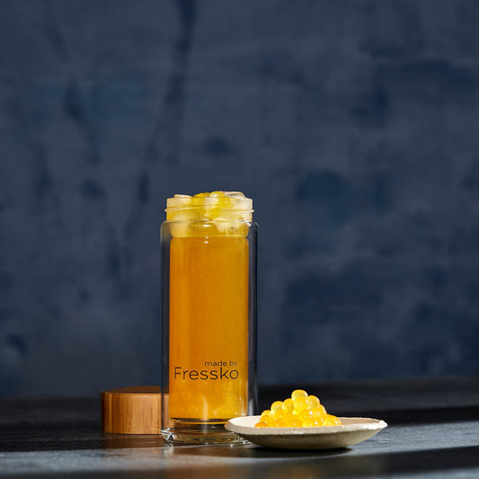Mango bubble tea in Fressko glass TOUR flask