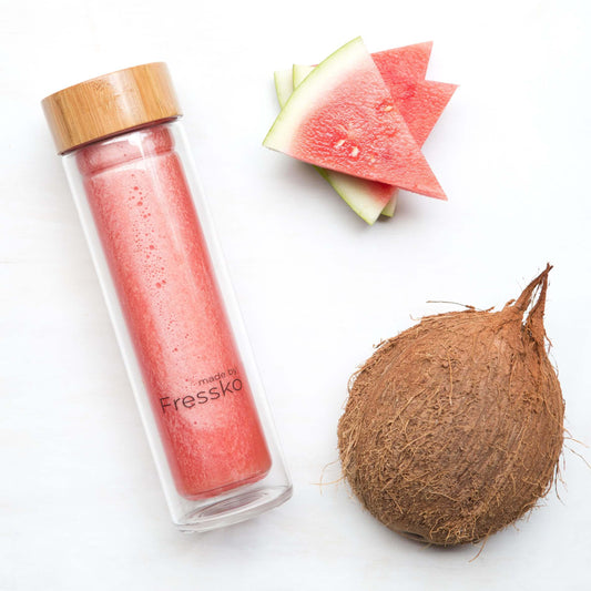 Watermelon and coconut slushie in a fressko flask